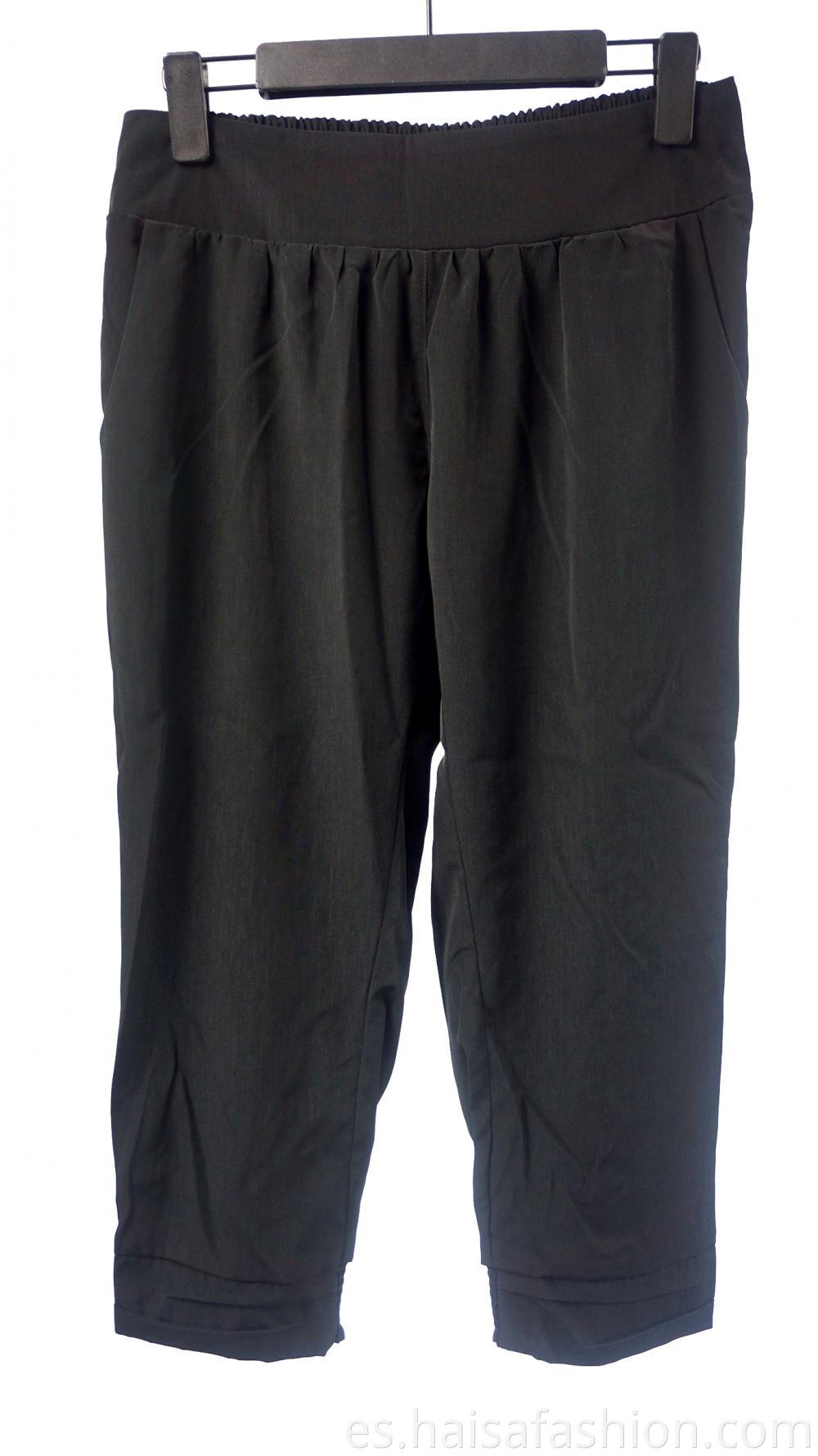 Tall Waist Elastic Black Female Trousers In Summer